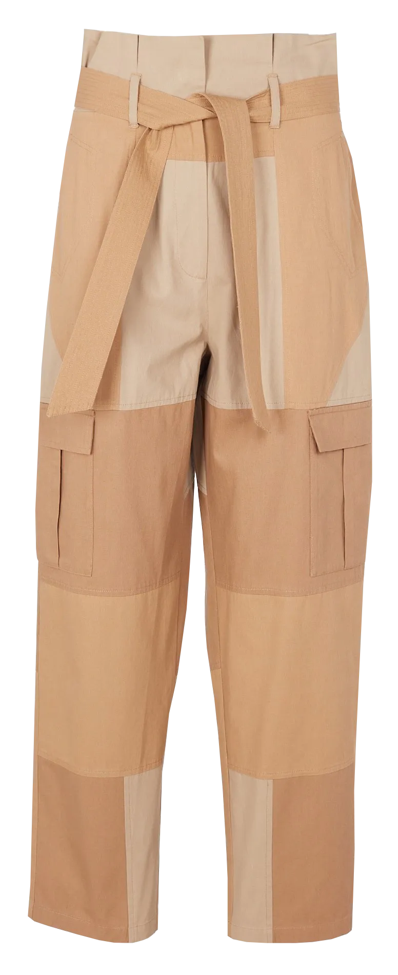 BENDAN - Pantalón recto de patchwork de algodón en verde