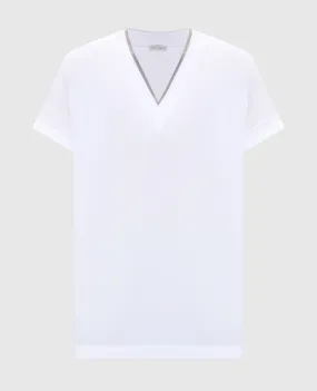 Brunello Cucinelli White t-shirt with monil chain