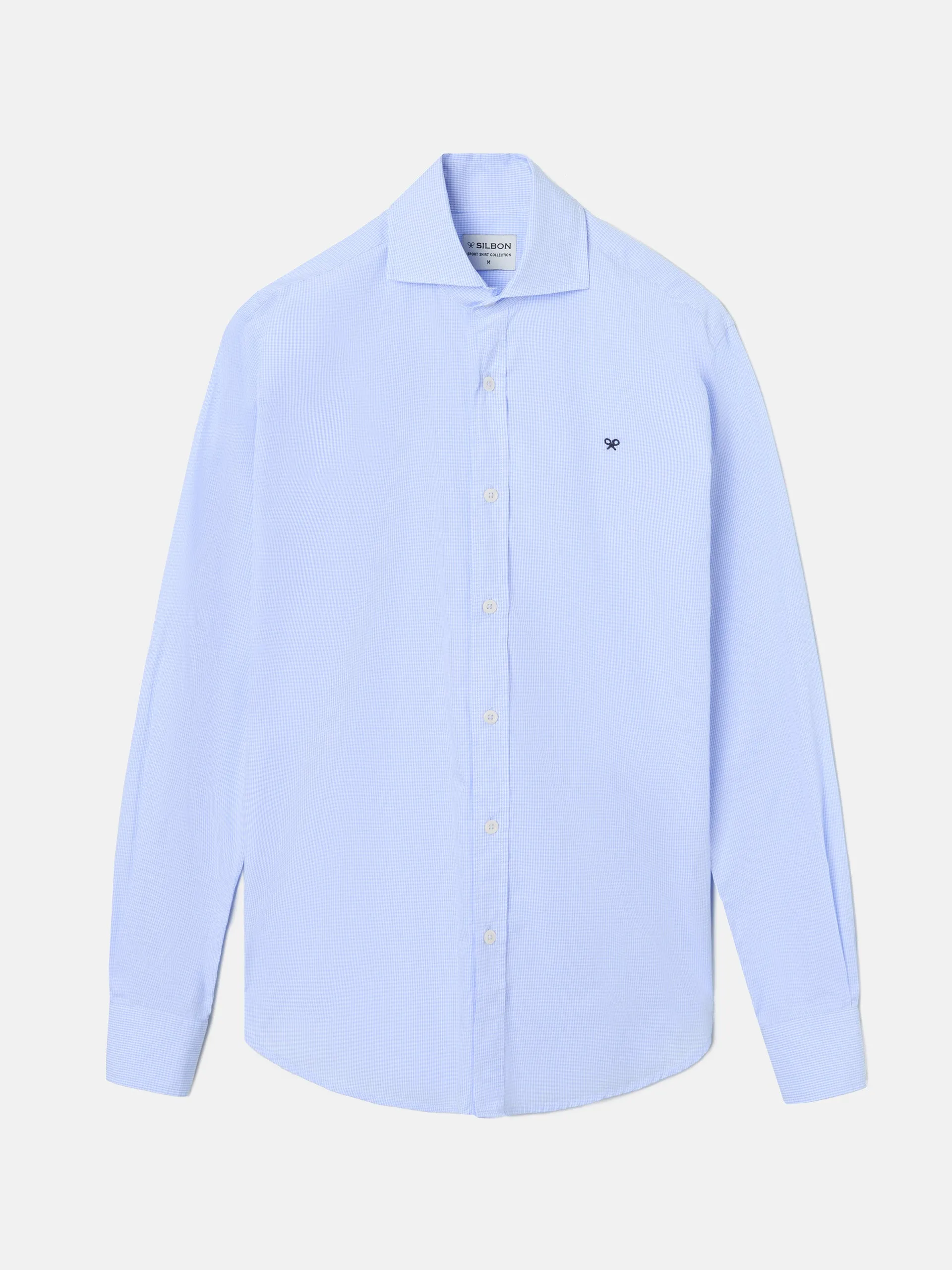 Camisa sport cutaway cuadritos celeste