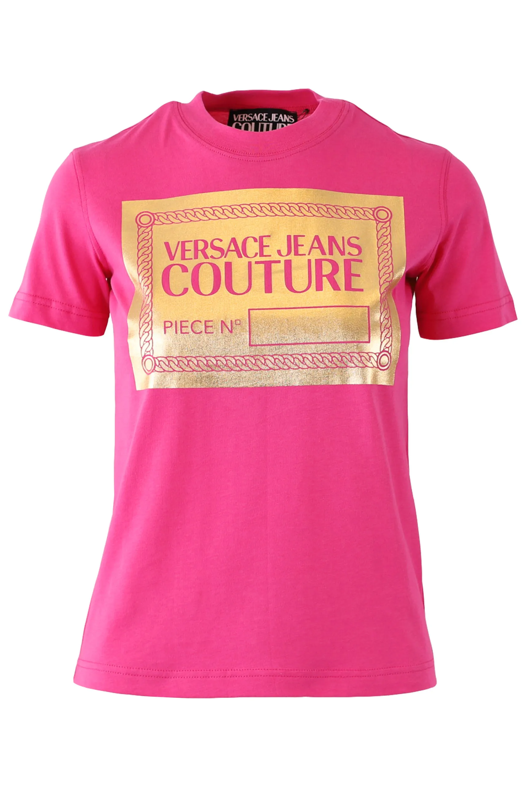 Camiseta de color rosa con estampado dorado