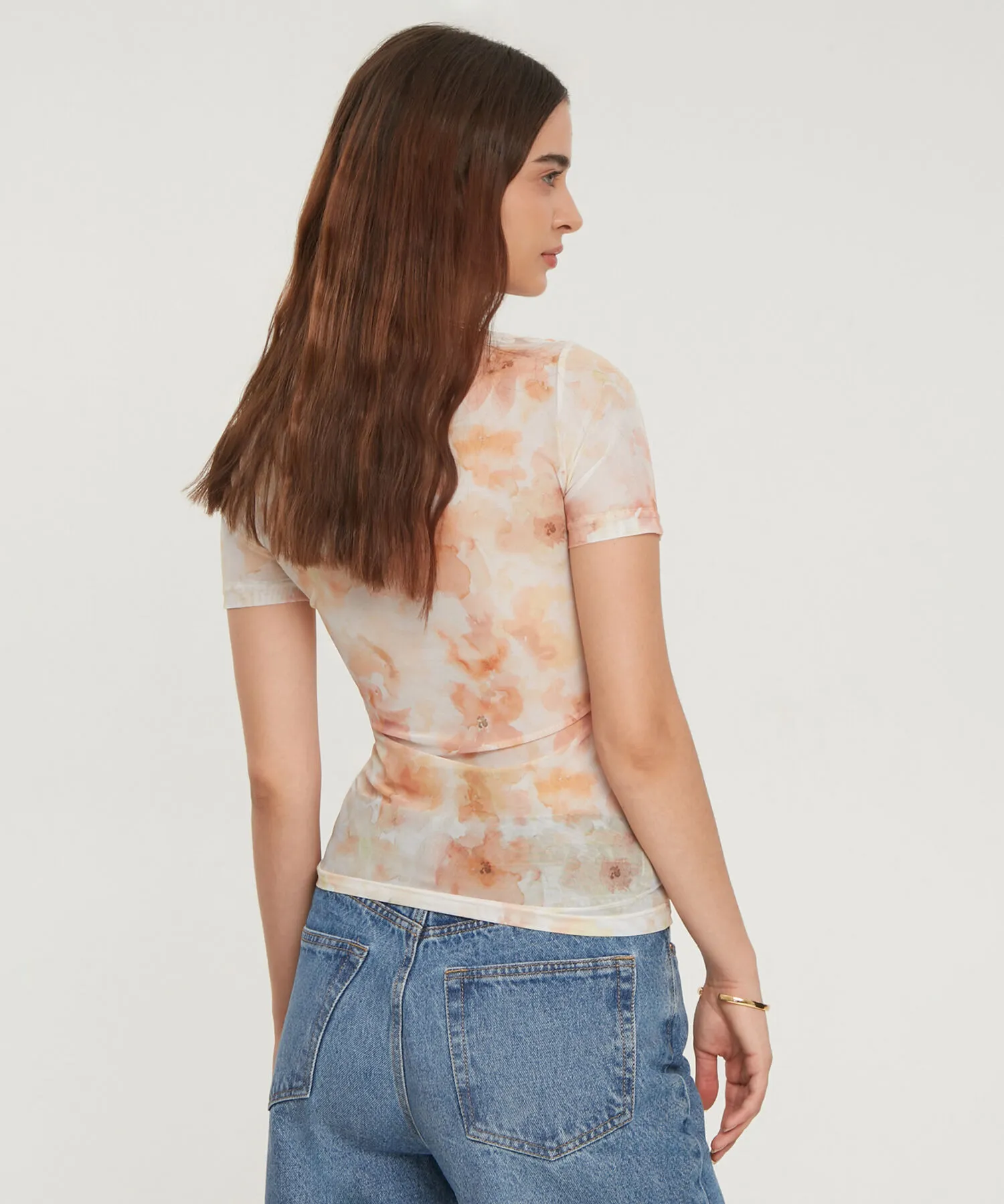 Camiseta Drapeada con Estampado-