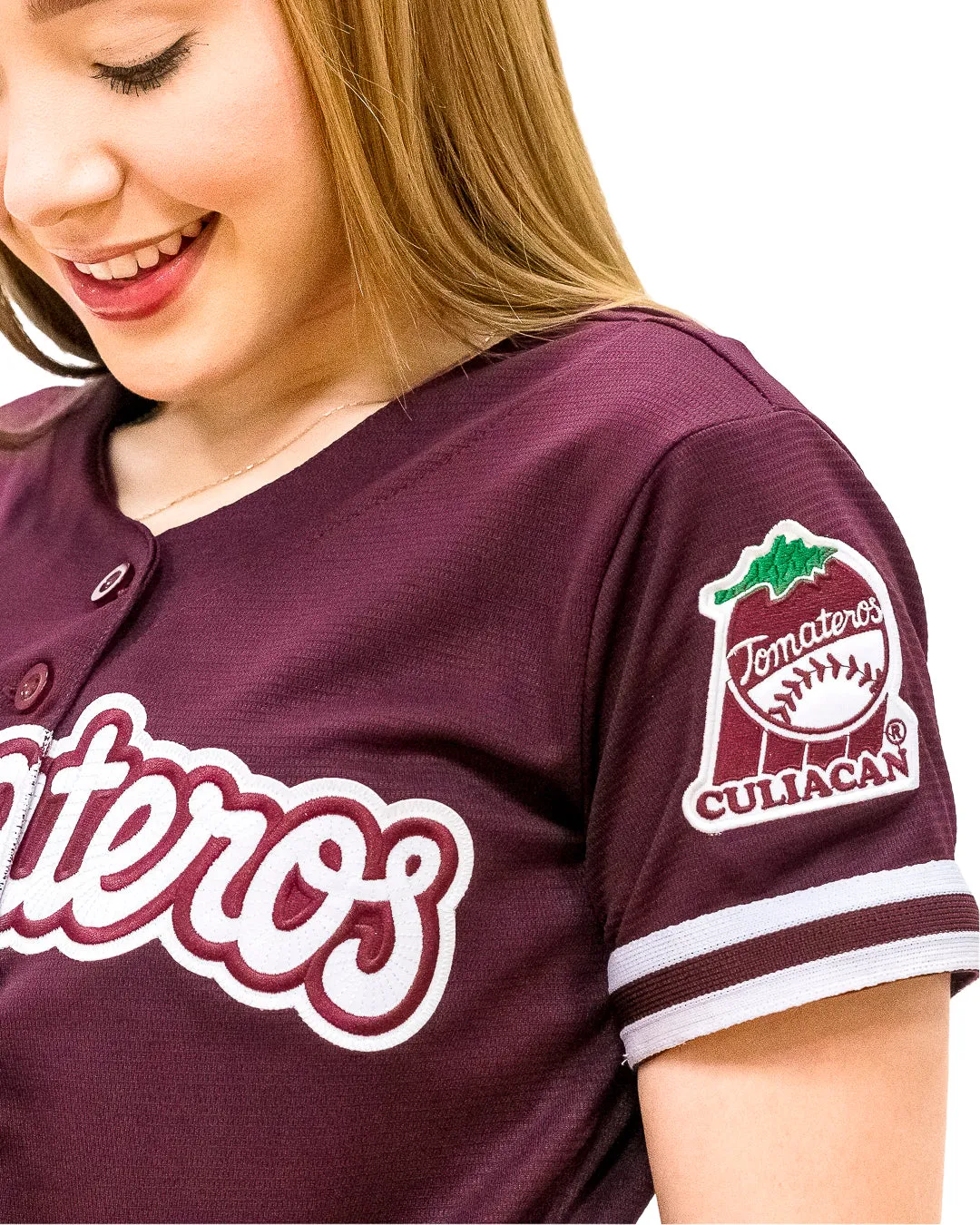 Casaca Oficial Tomateros de Culiacán Guinda Blanco Dama