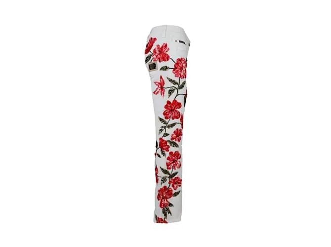 Dolce & Gabbana Pantalones florales adornados Blanco 