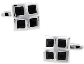 Gemelos para camisa Cristales Cuadrados Negros