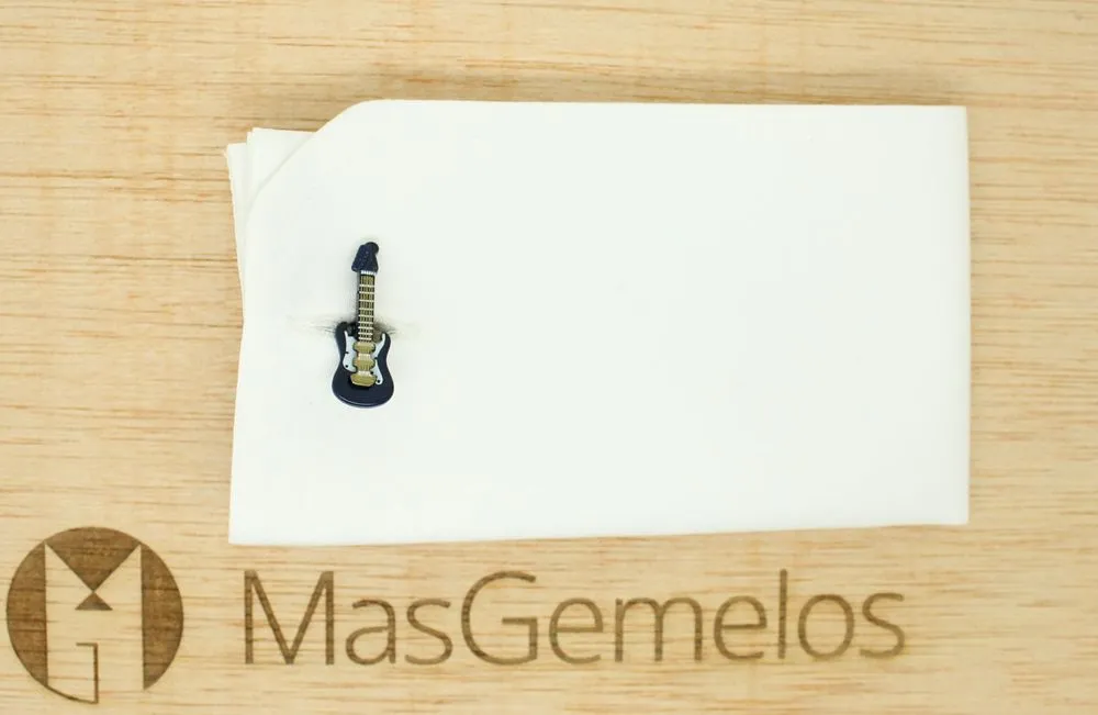 Gemelos para camisa Guitarra Eléctrica Azul Marino 3D