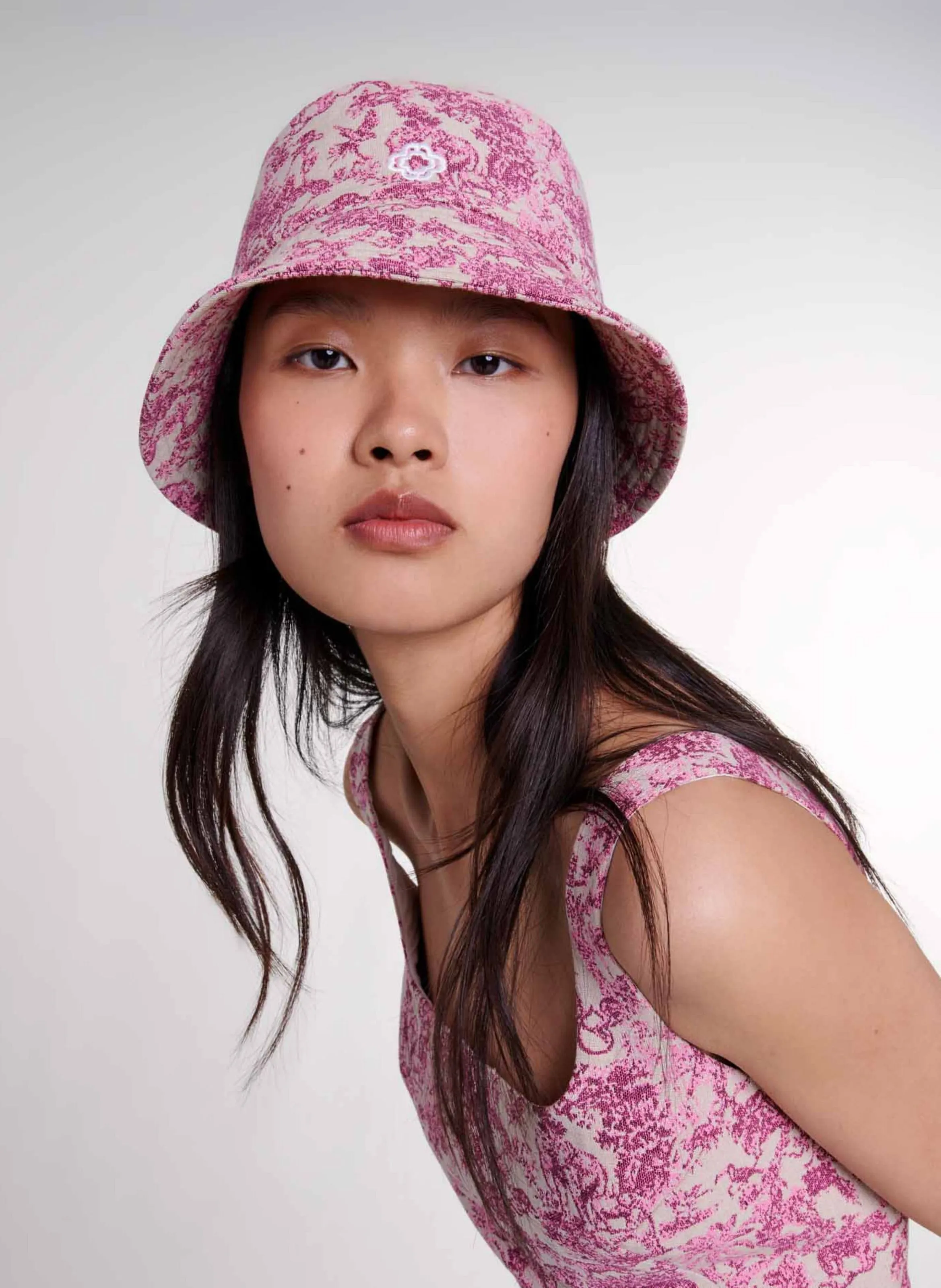 MAJE Bob estampado de mezcla de algodón en rosa