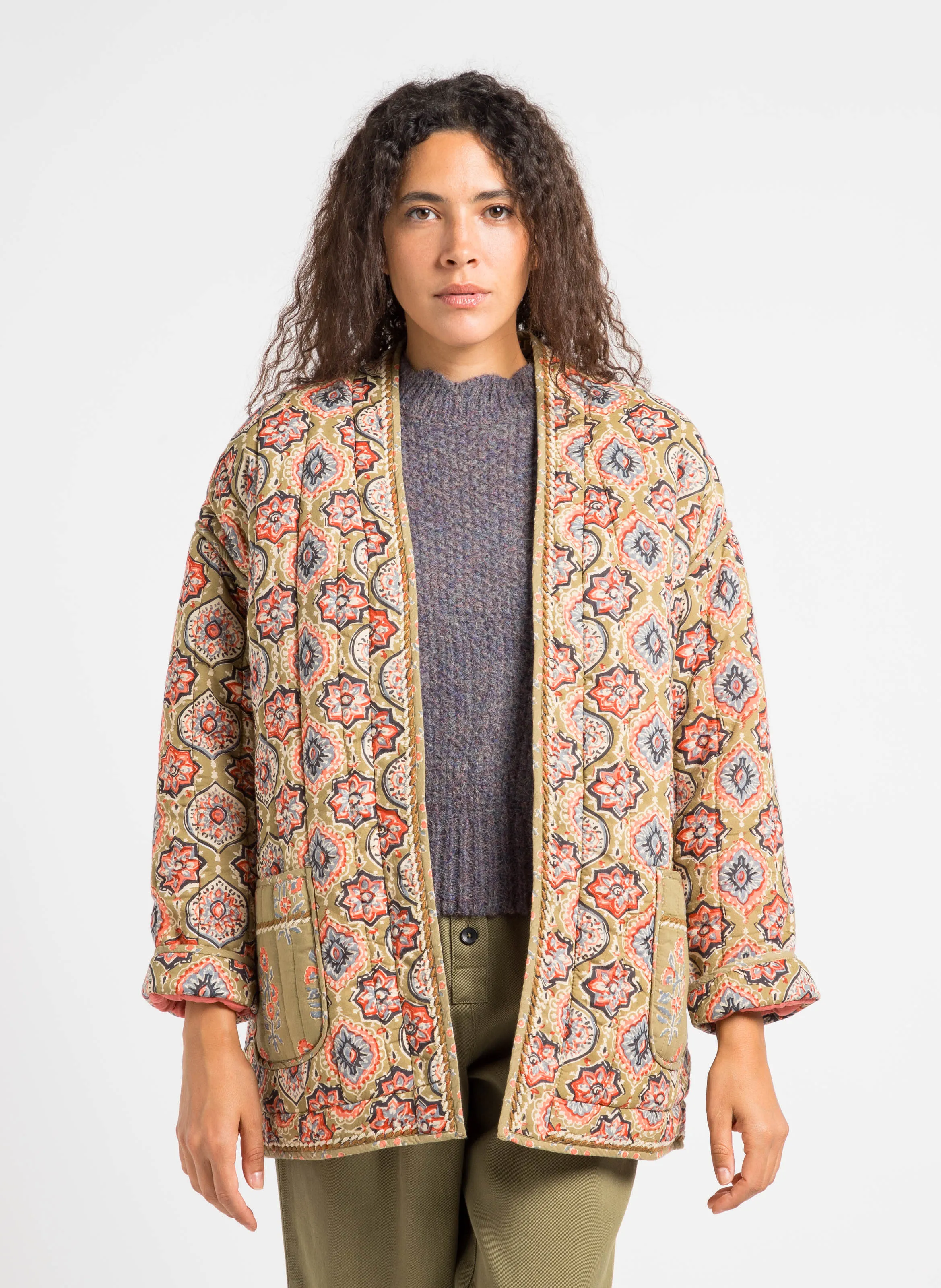 MARCEAU - Chaqueta estampada de algodón en verde