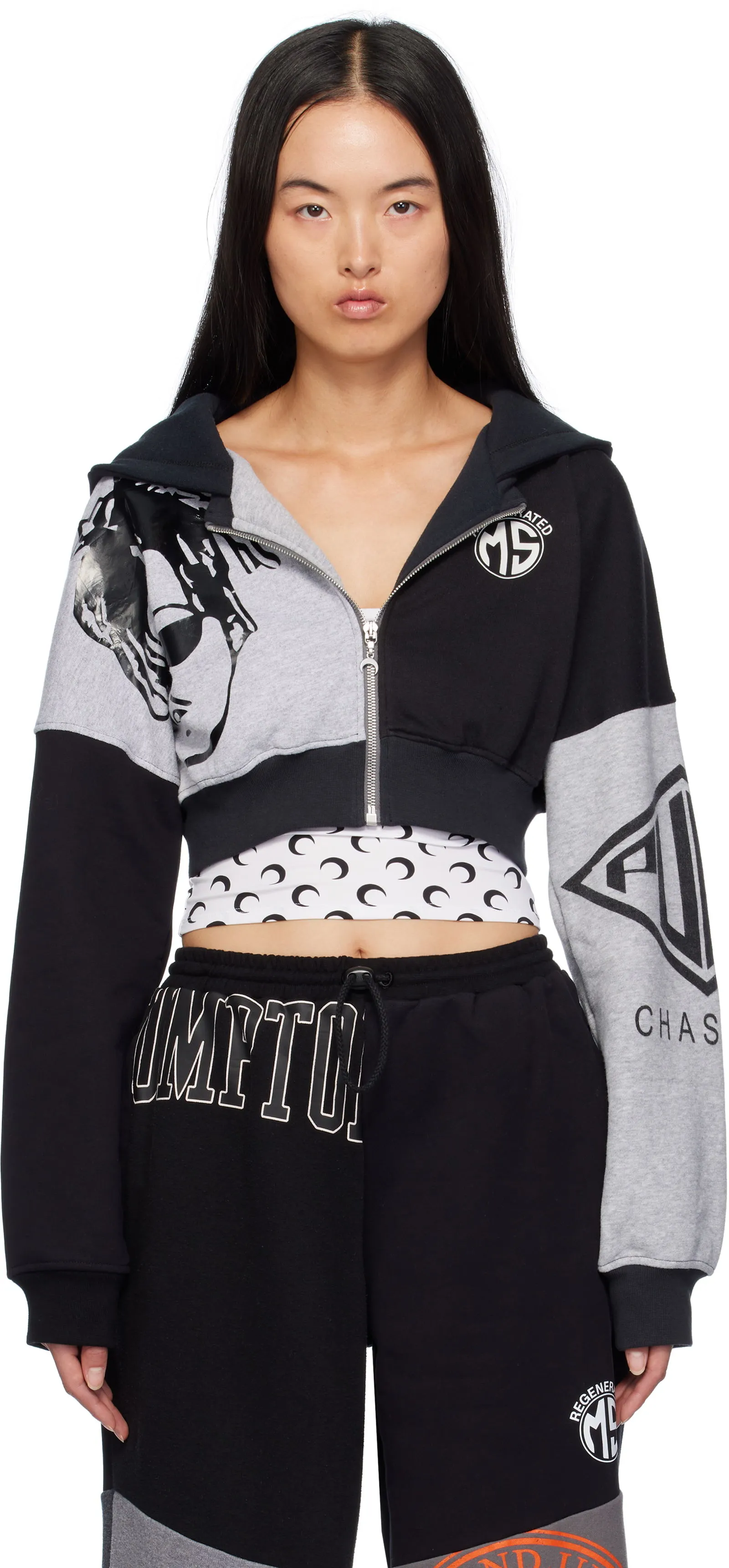 Marine Serre Graphic Cropped Hoodie