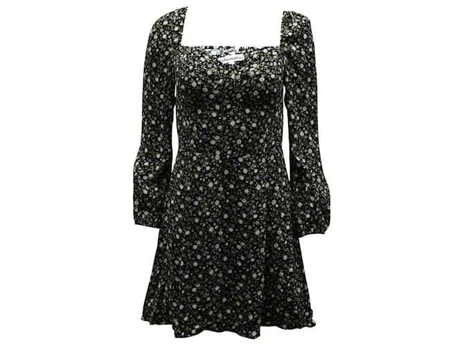 Minivestido Reformation Remi en viscosa floral Negro 