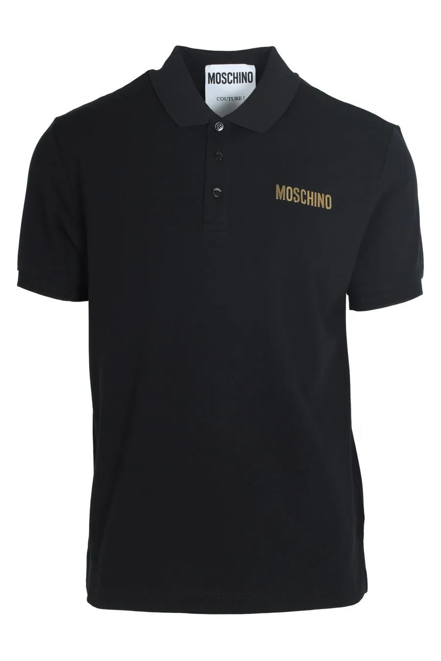 Polo negro con logo dorado