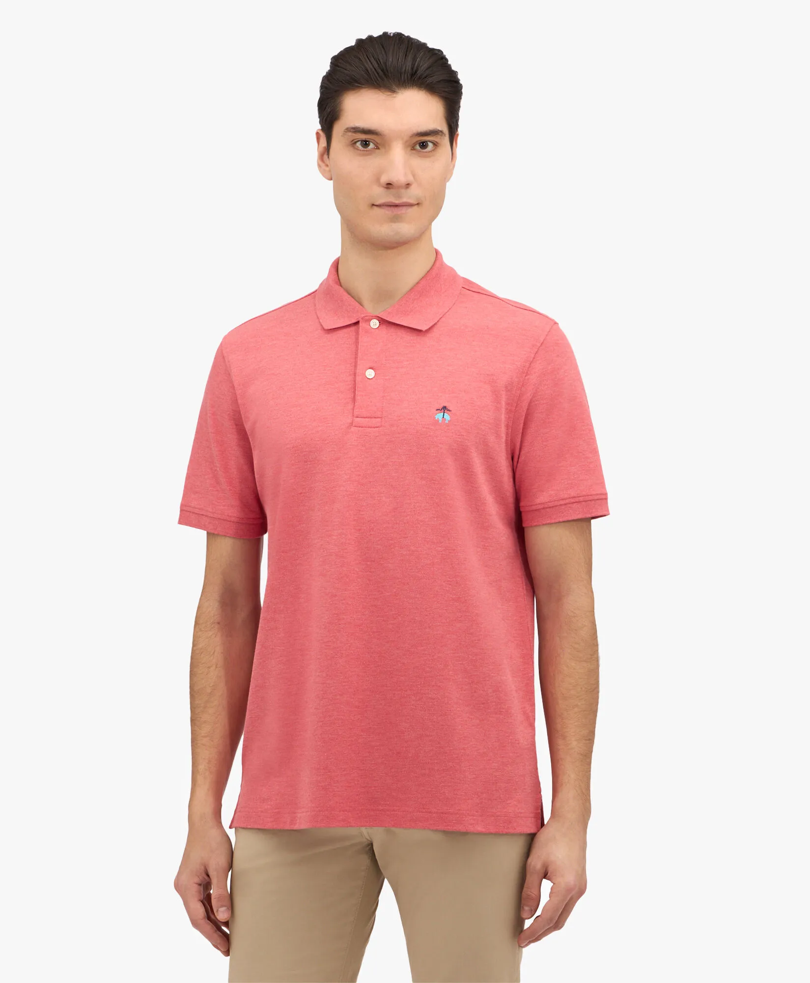 Polo rojo jaspeado en piqué de algodón Supima elástico