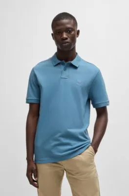 Polo slim fit de algodón elástico con parche de logo