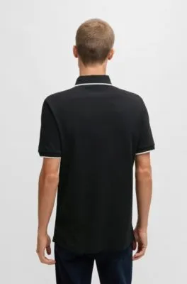 Polo slim fit de piqué de algodón con etiqueta con logo roja