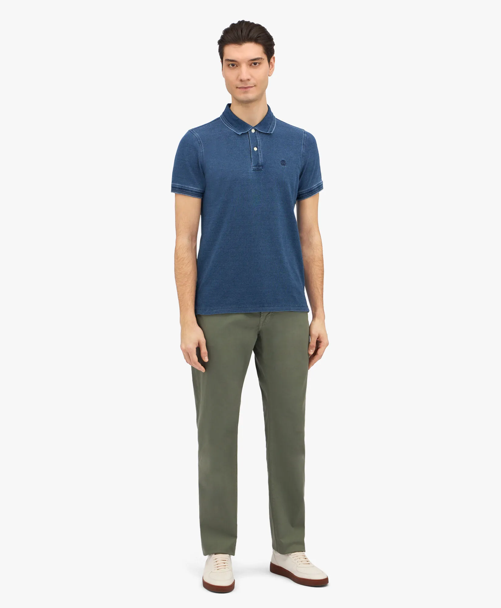 Polo índigo de corte slim en piqué lavado