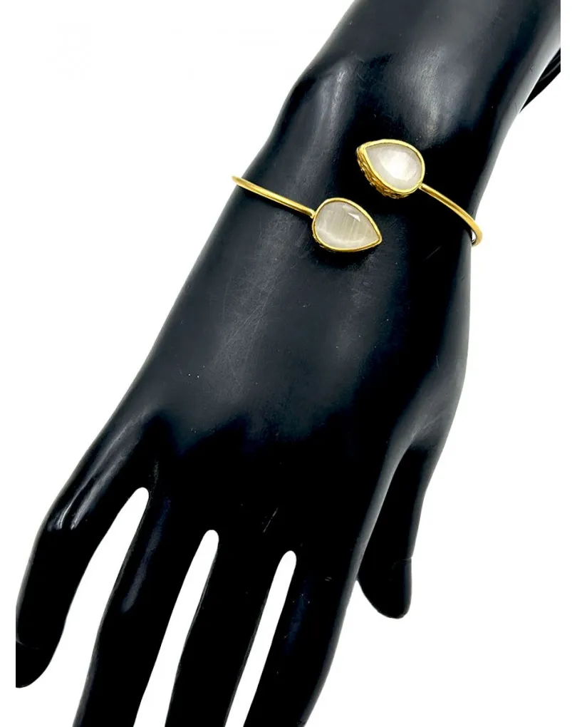 PULSERAS MUJER DORADAS Y BLANCAS ESTILO SENCILLO PERO ELEGANTE