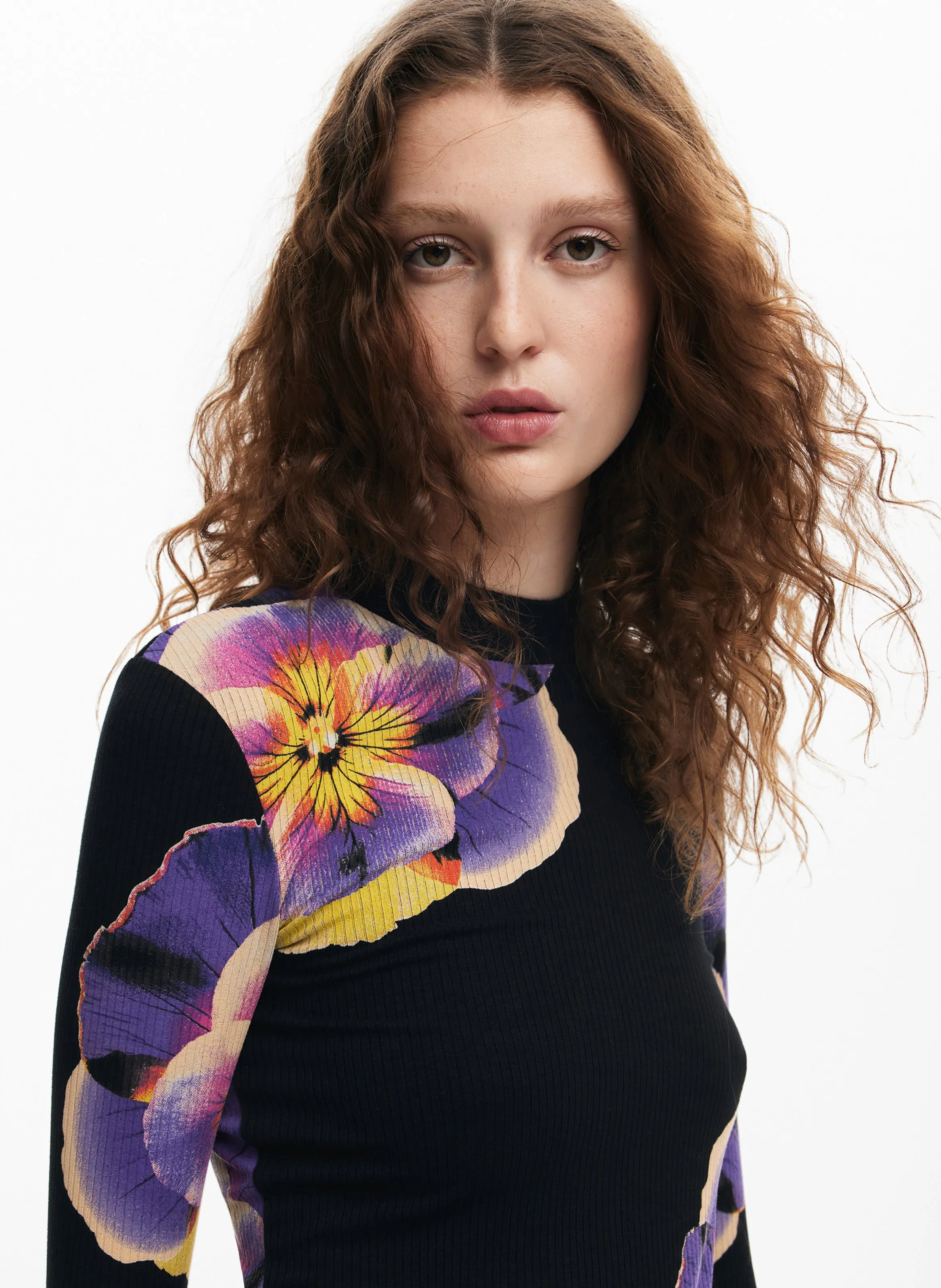 Robe courte col rond imprimée en negro