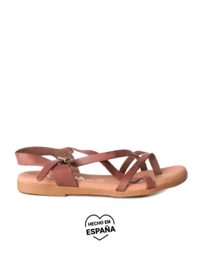 Sandalias Tiras Marrones Planas