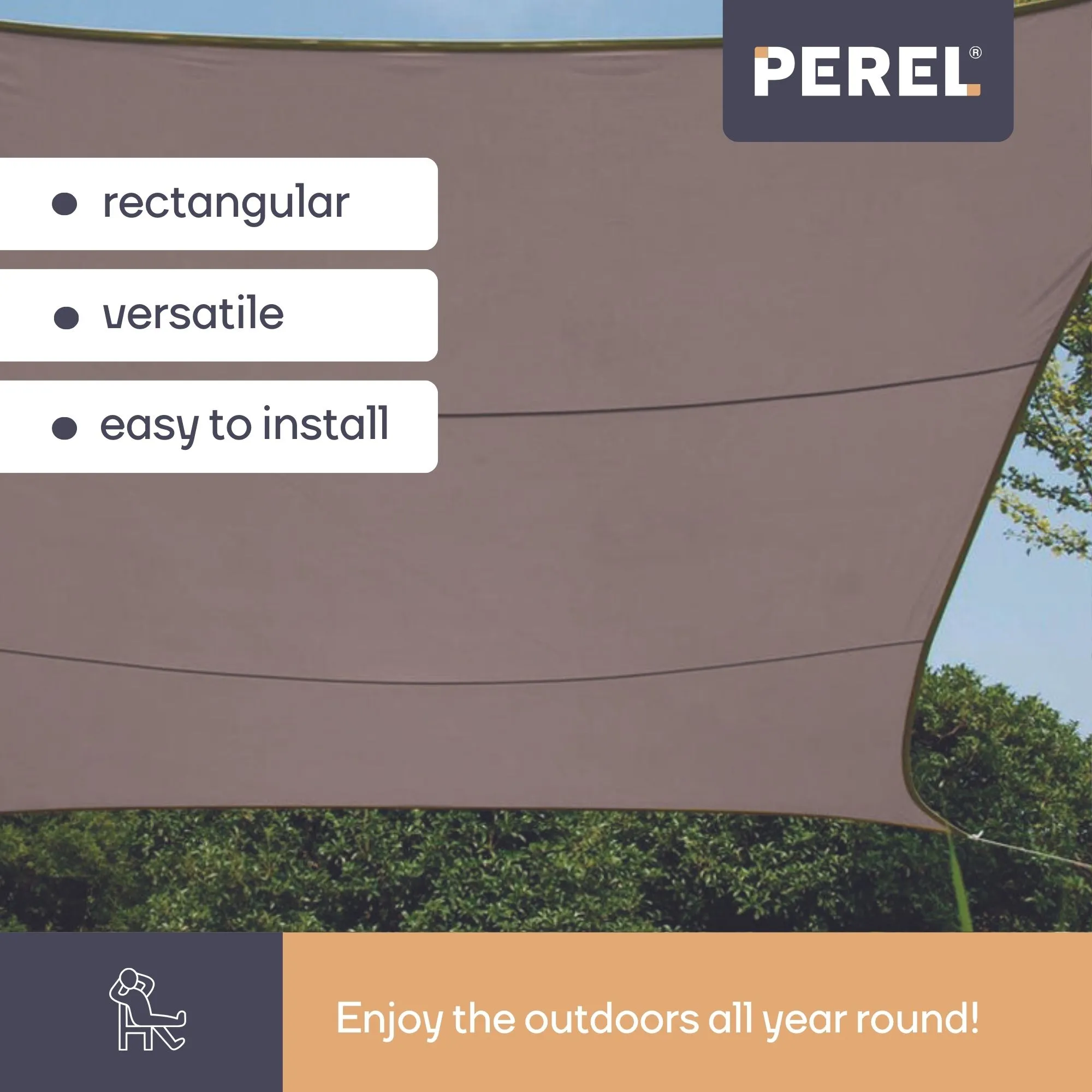 Shade sail, water repellent, 2 x 3 m, 160 g/m², polyester, rectangle, taupe