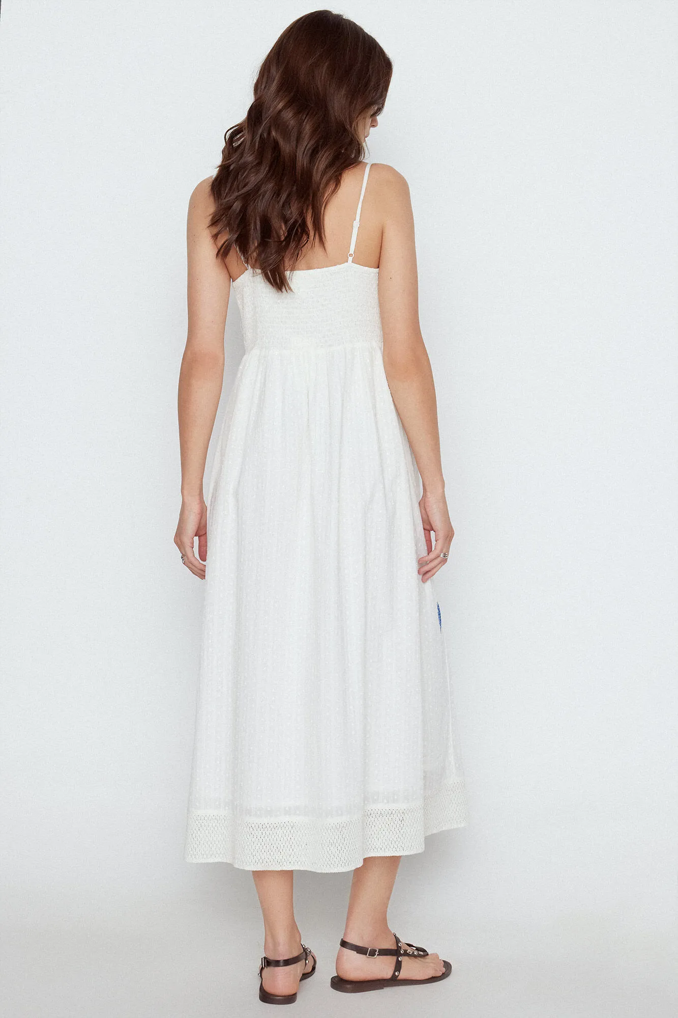 Slowlove Vestido blanco bordado