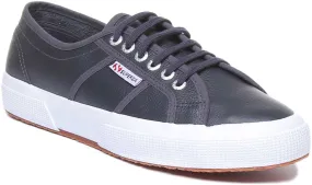 Superga 2750 EFGLU Zapatillas con cordones de piel para mujer en marino azul