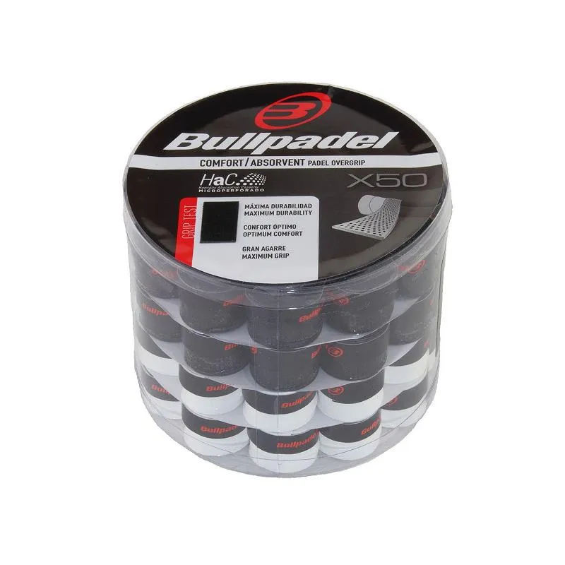 Tambor Bullpadel GB1201 Blanco Negro 50 Overgrips | Bullpadel