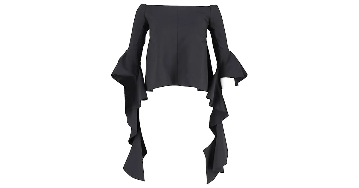 Top con hombros descubiertos Ellery Dolores en poliéster negro 