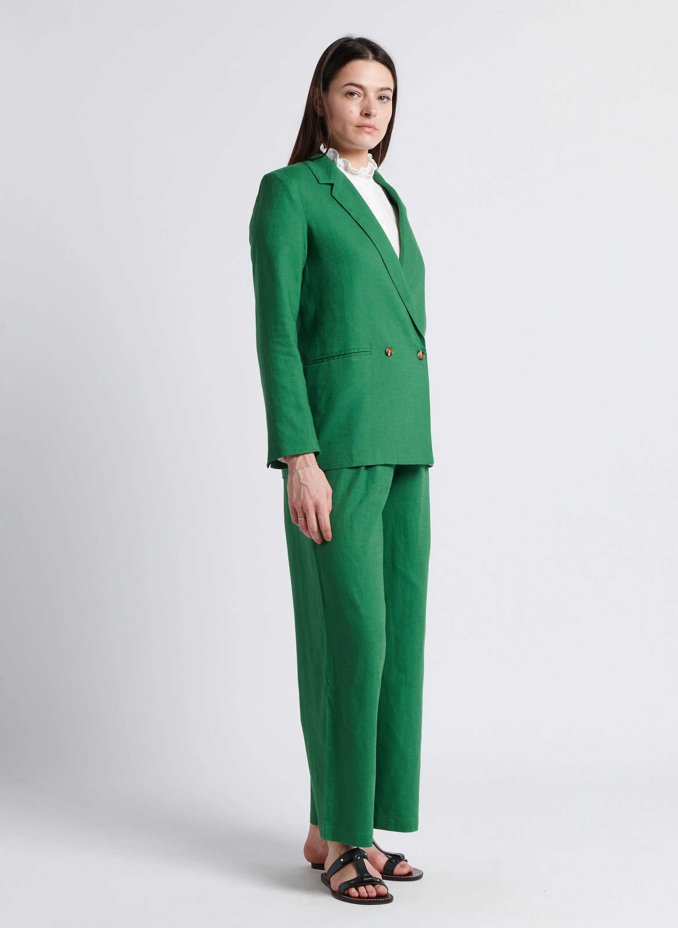 VIVANO - Chaqueta sastre de mezcla de lino en verde
